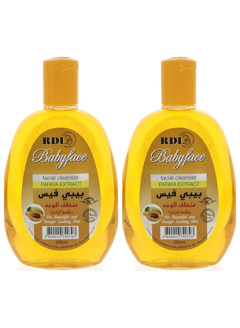 Babyface Papaya Extract Baby Facial Cleanser Yellow 250 ml 2 pcs